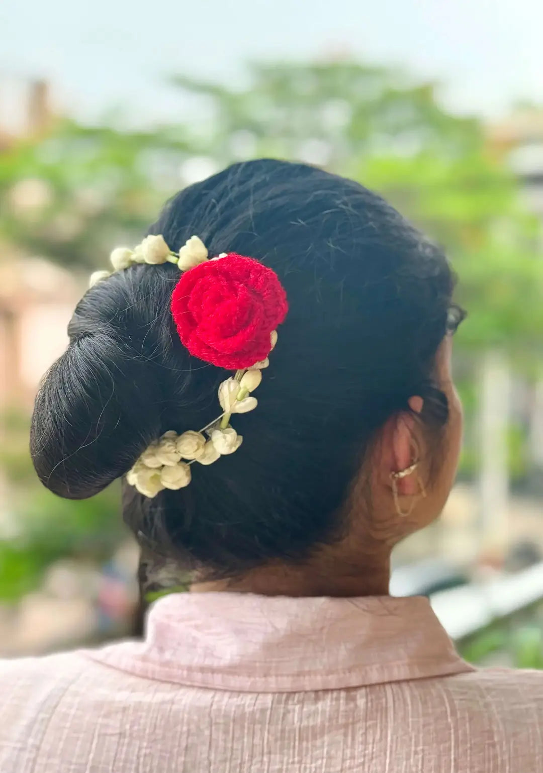 Crochet Rose Bun Pin