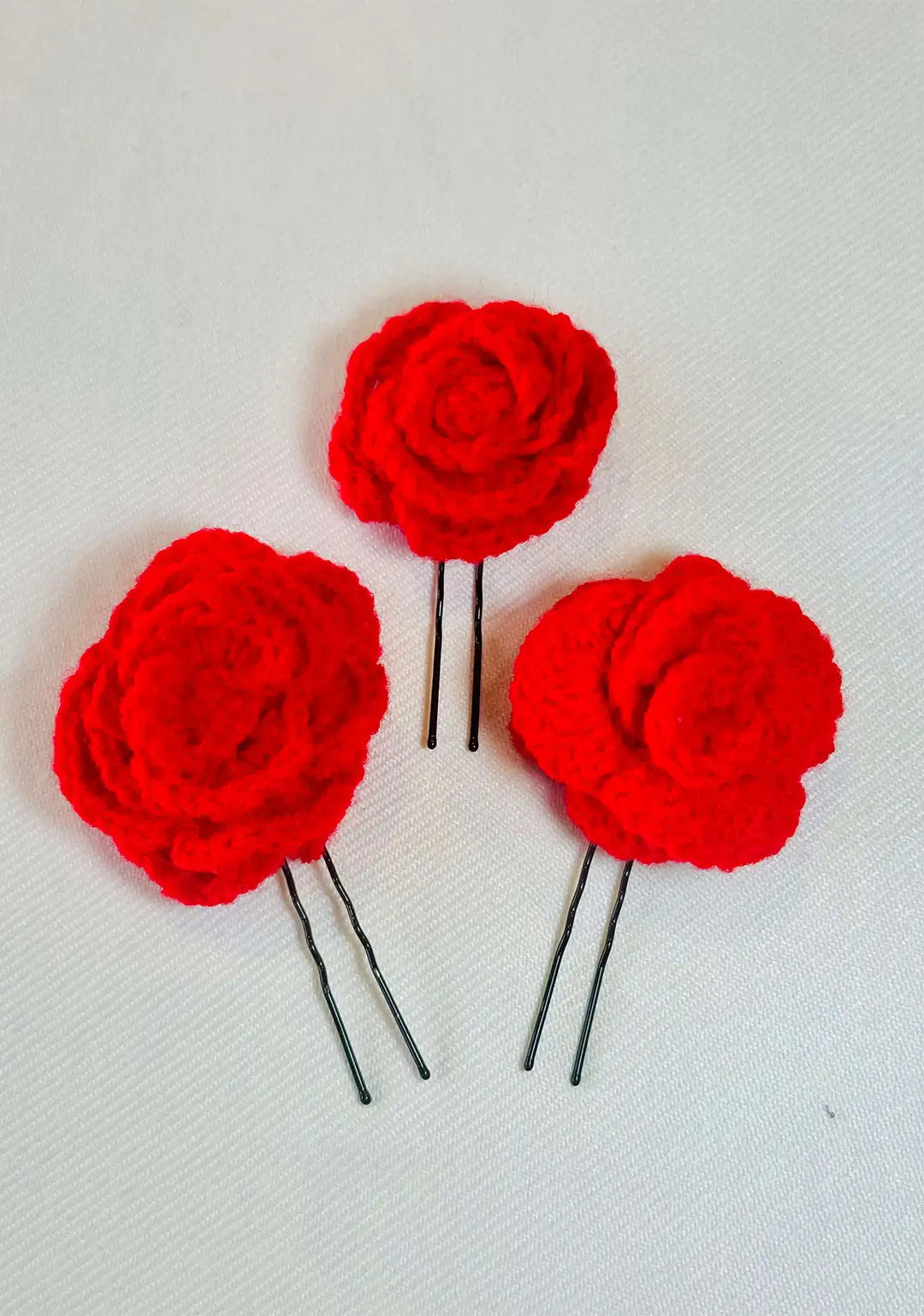 Crochet Rose Bun Pin